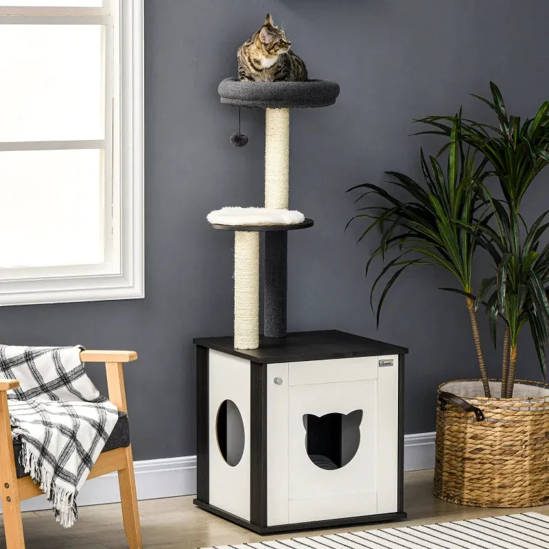 51.8" Cat Tree with Litter Box - Charcoal Gray