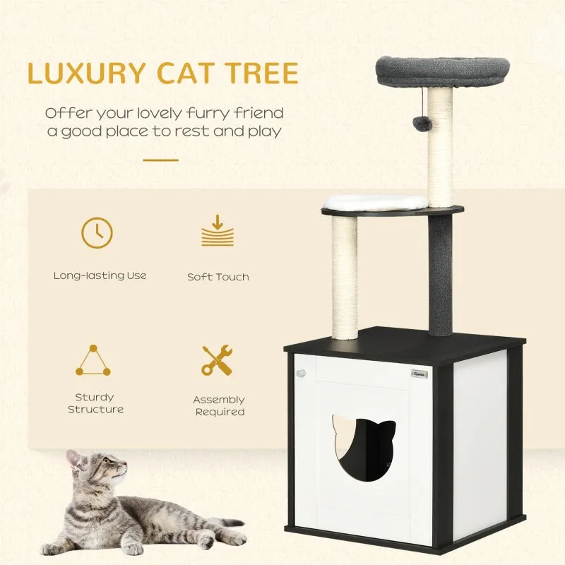 51.8" Cat Tree with Litter Box - Charcoal Gray