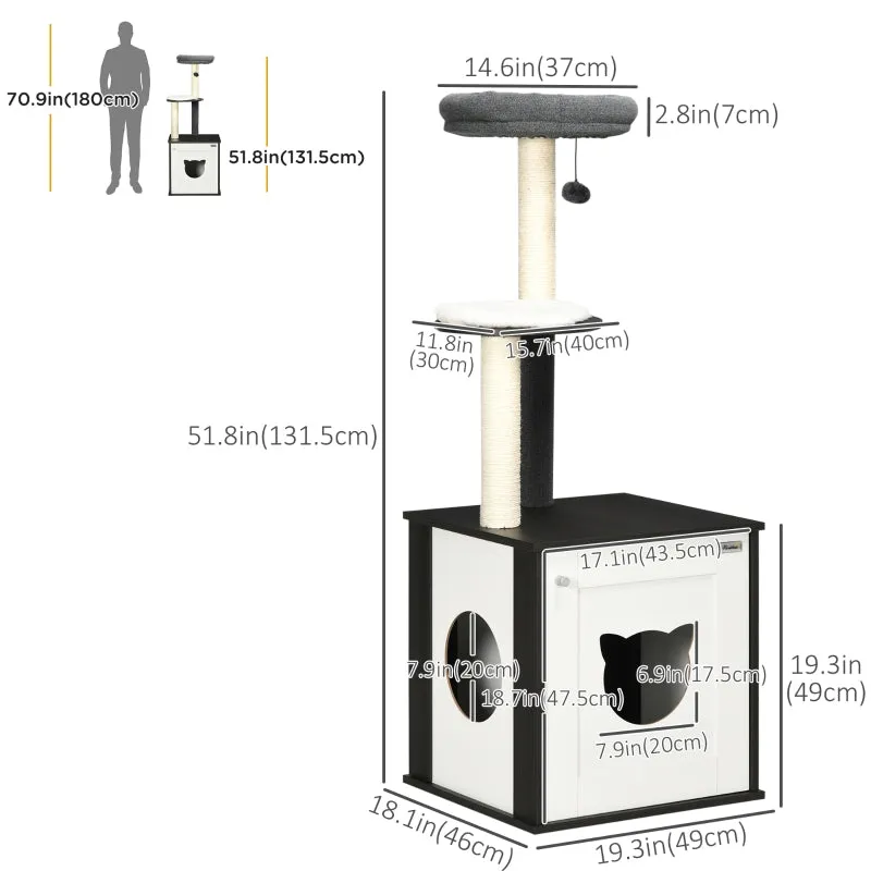 51.8" Cat Tree with Litter Box - Charcoal Gray