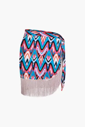 Abstract Printed Fringe Cover Up