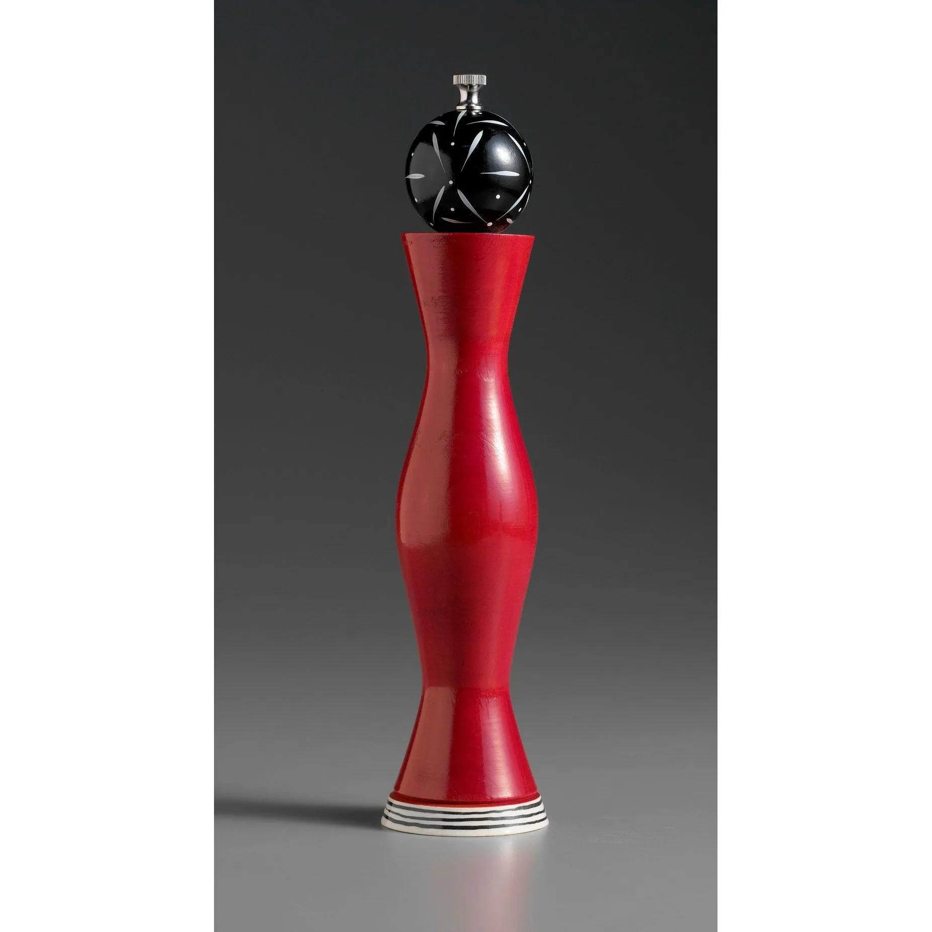 Apex in Black, Red, and White Wooden Salt and Pepper Mill Grinder Shaker by Robert Wilhelm of Raw Design