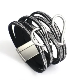 'Big Heart' Charm Cuff Bracelet - black