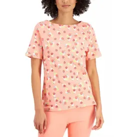 Charter Club Cotton Floral-Print T-Shirt Large