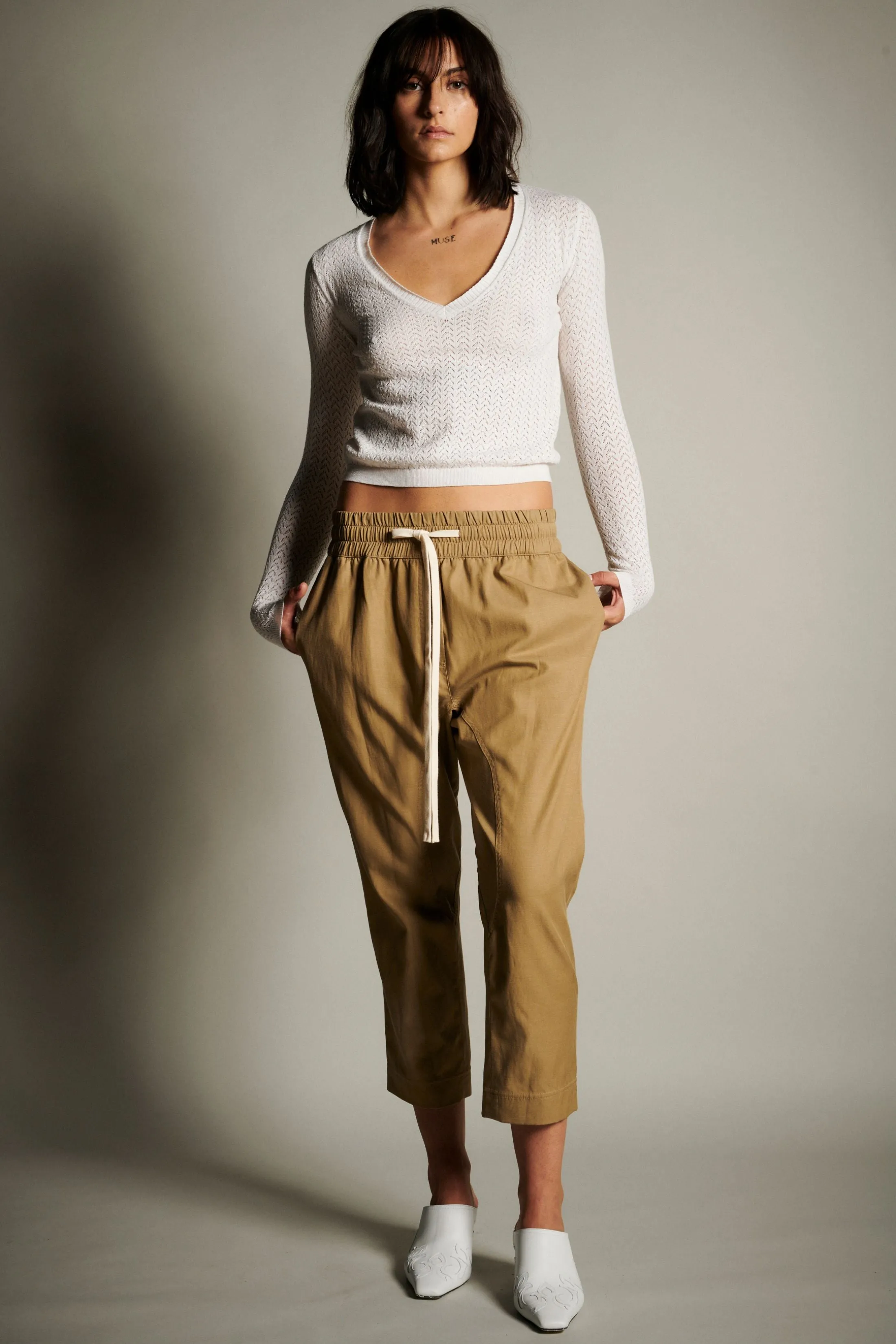 Cotton Jogger Pants with Gusset - Faun