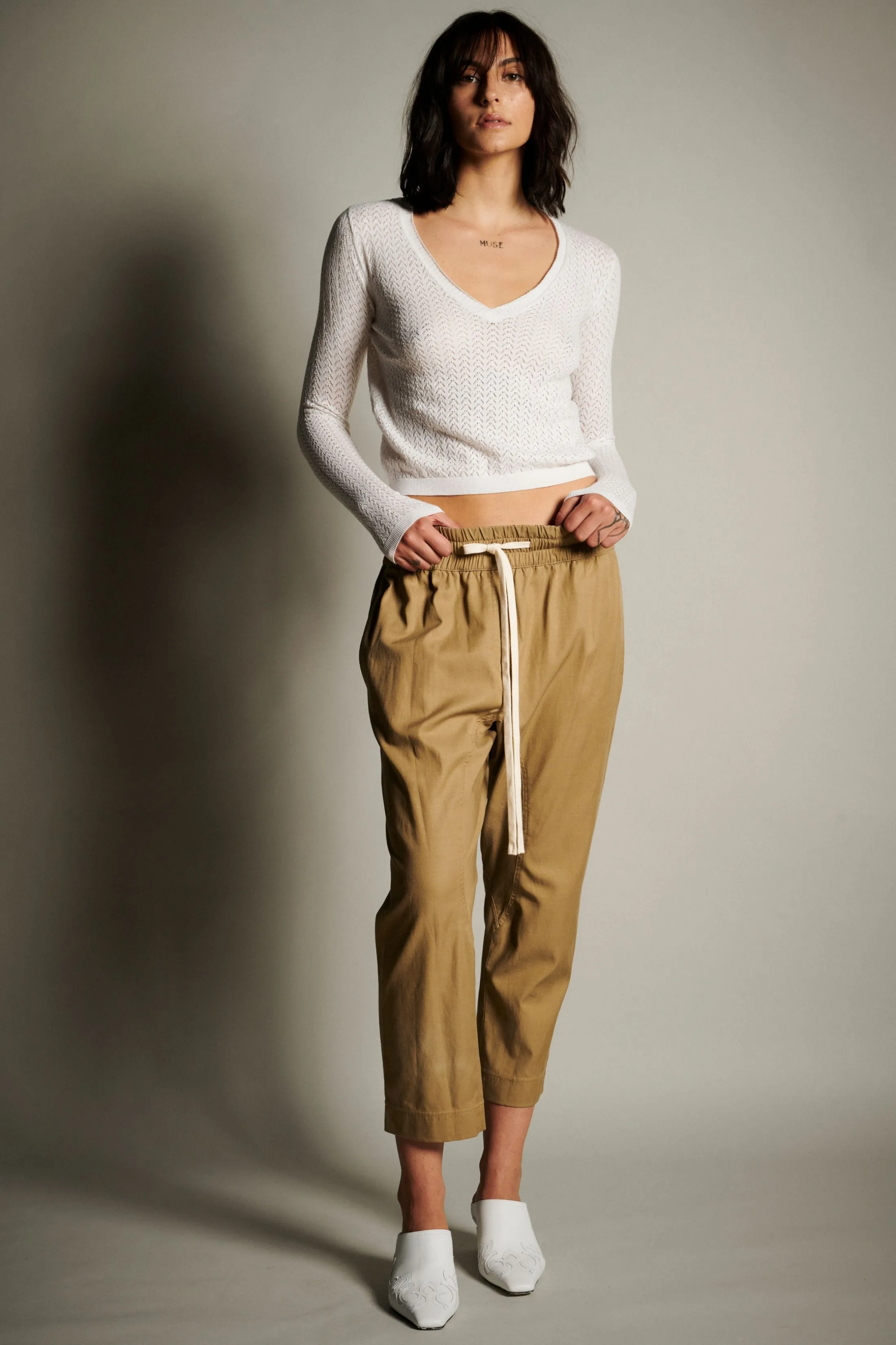 Cotton Jogger Pants with Gusset - Faun