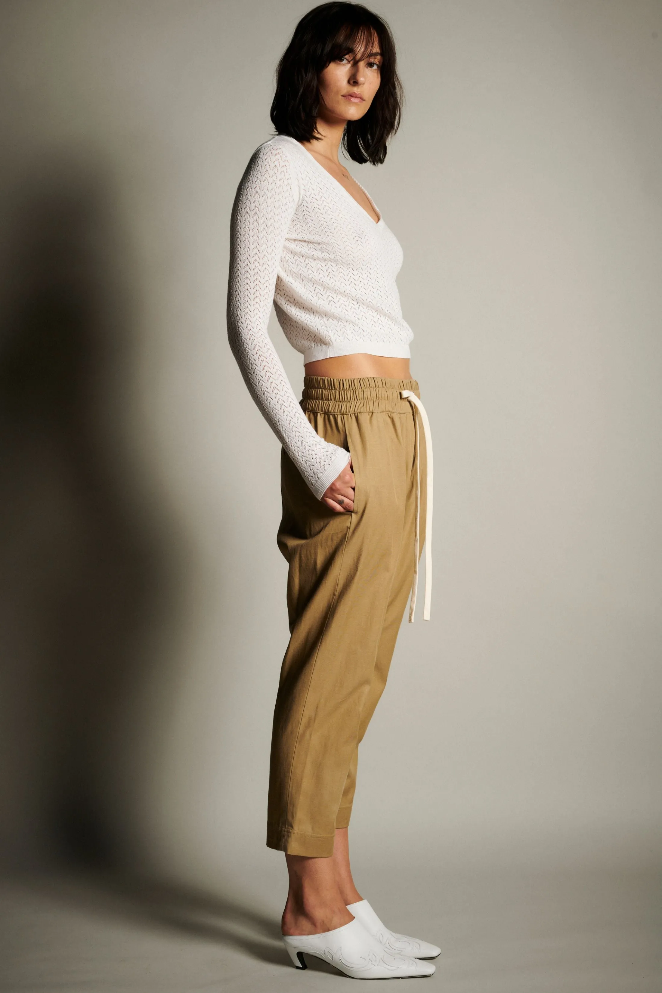 Cotton Jogger Pants with Gusset - Faun