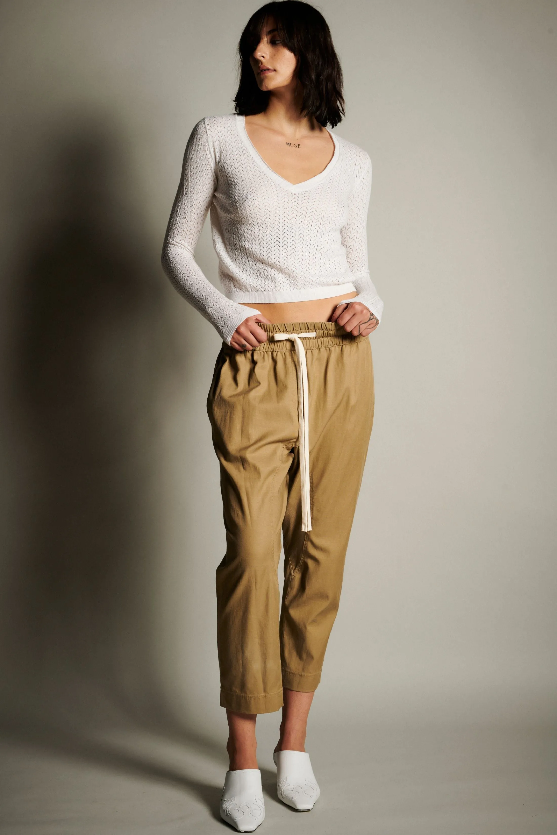 Cotton Jogger Pants with Gusset - Faun