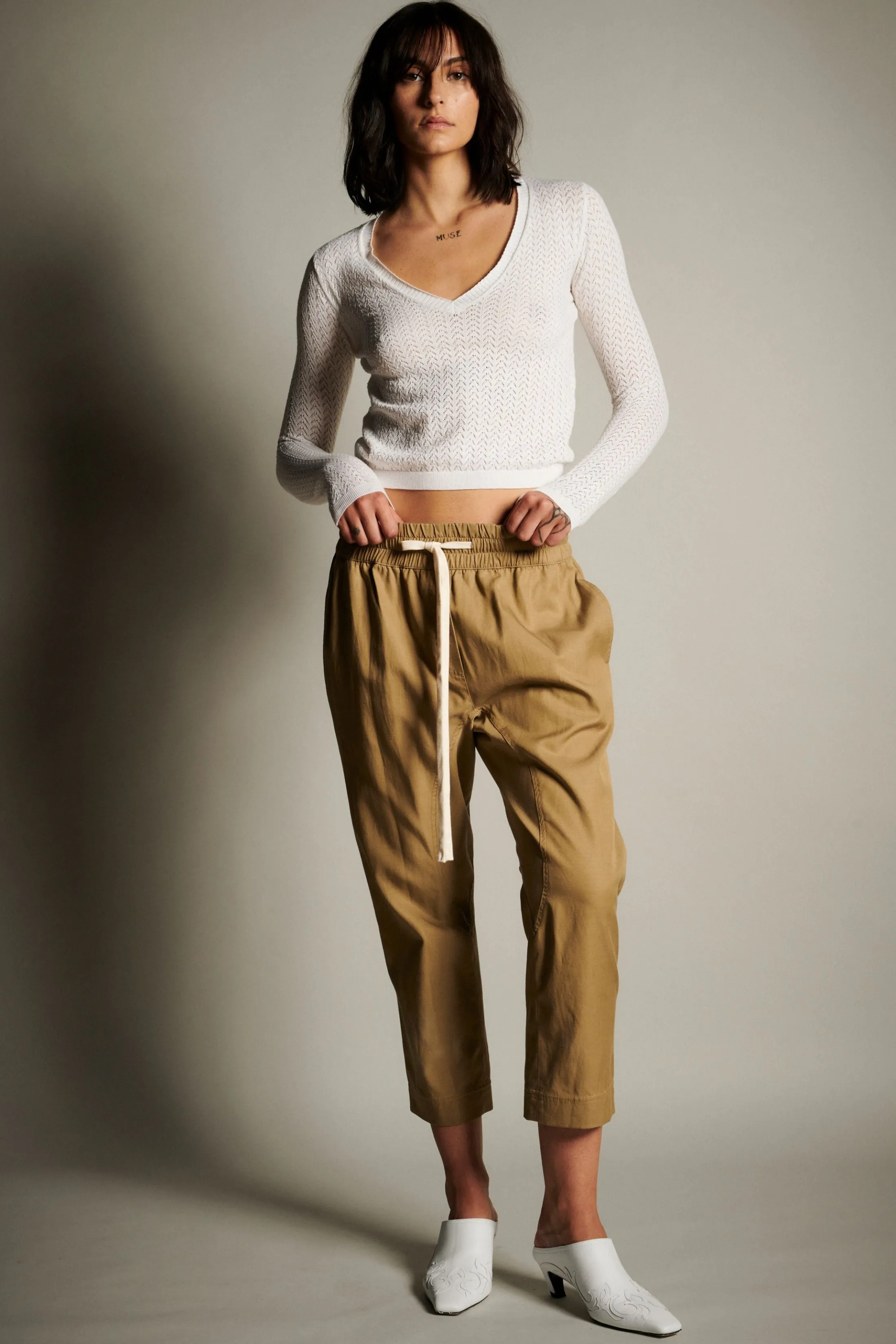 Cotton Jogger Pants with Gusset - Faun