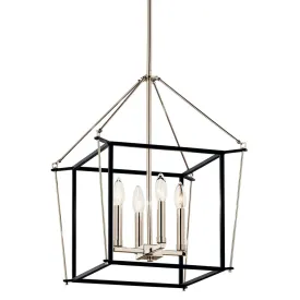 Eisley 21" 4-Light Pendant Light, Black and Polished Nickel Finish