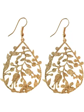 Gold Filigree Teardrop Earrings