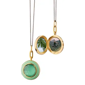 Green Enamel and Vermeil Locket with Green Amethyst