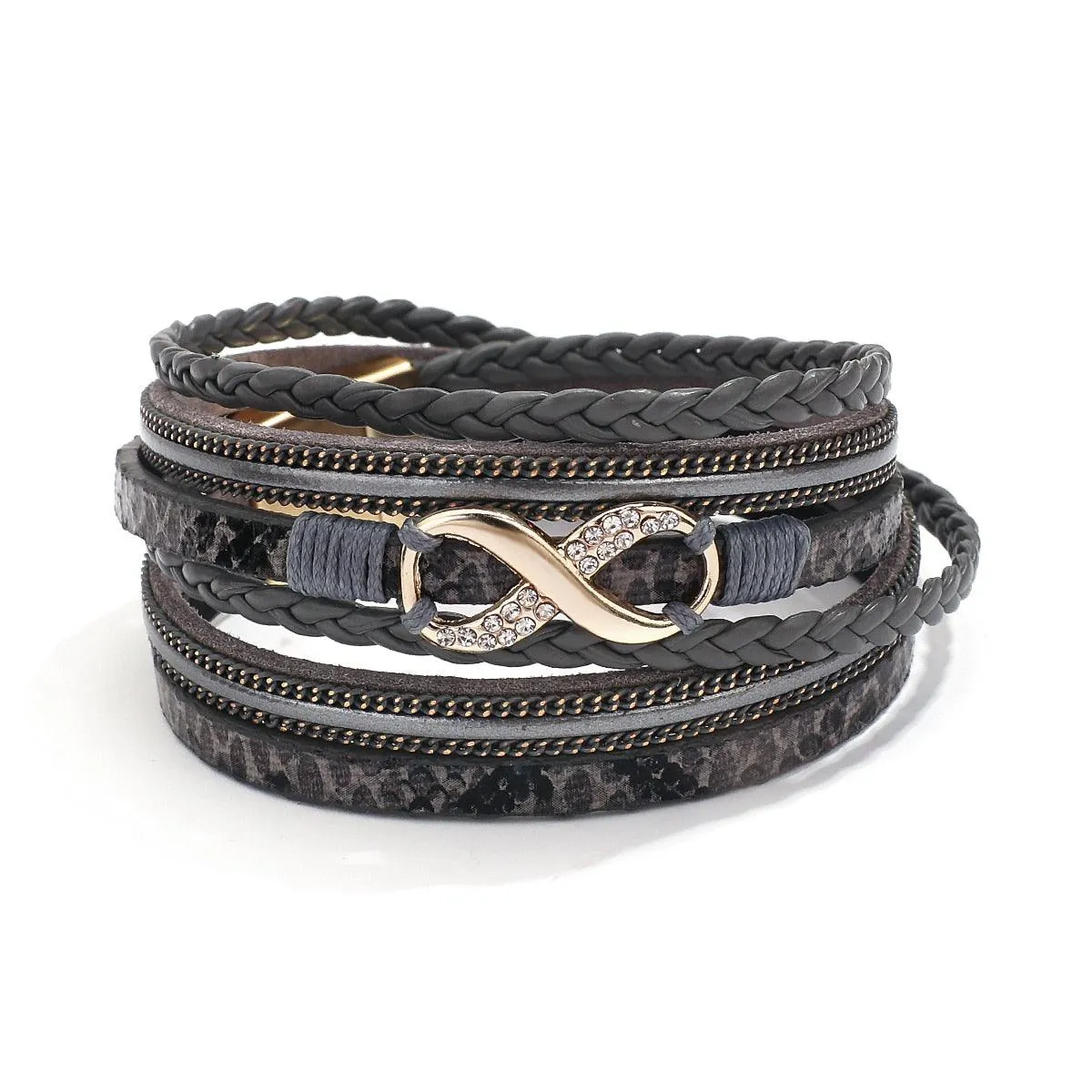 'Infinity' Charm Wrap Bracelet - grey