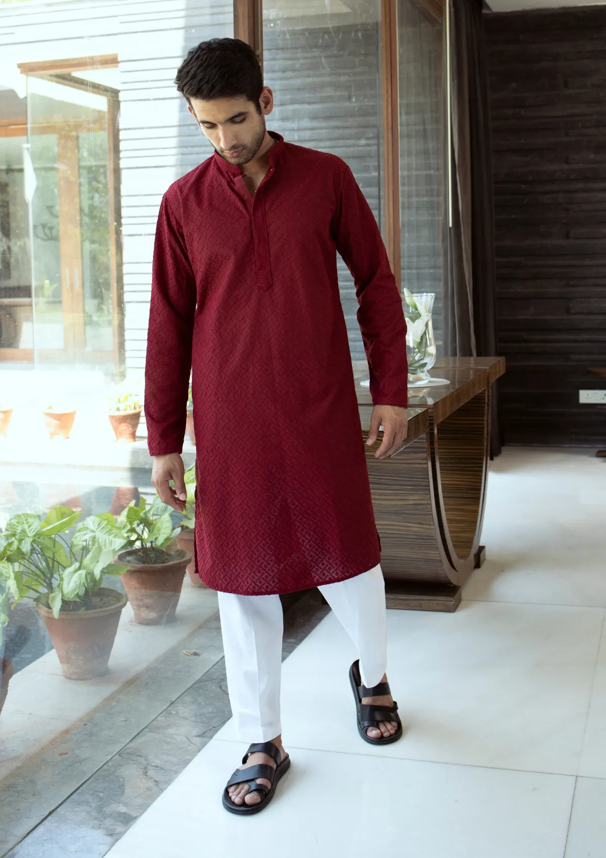 Shahbaz Chikankari Cotton Straight Men's Kurta