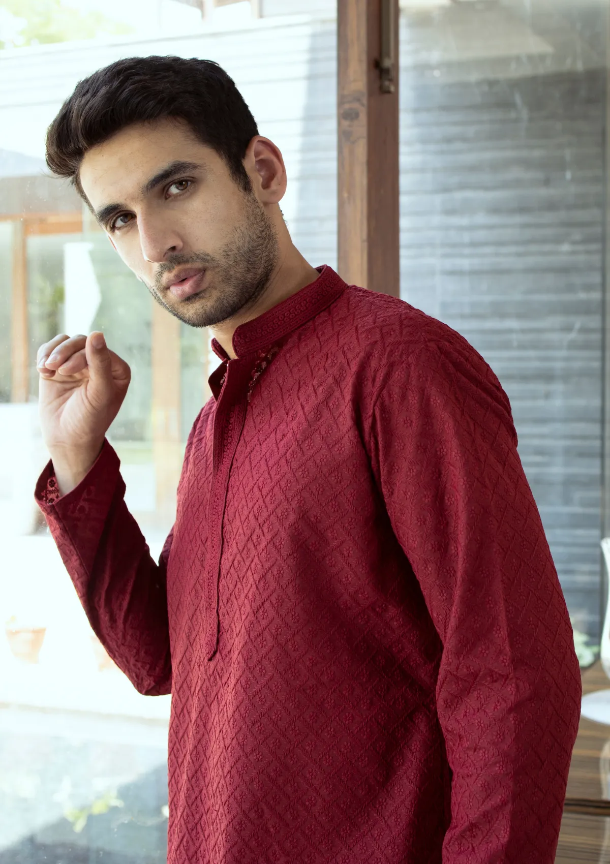 Shahbaz Chikankari Cotton Straight Men's Kurta