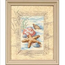 SHELLS IN THE SAND, Counted Cross Stitch Kit, 14 count ivory Aida, DIMENSIONS (06956)