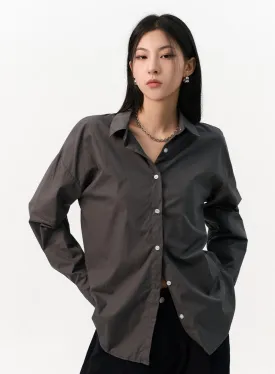 Solid Cotton Collar Shirt IO320