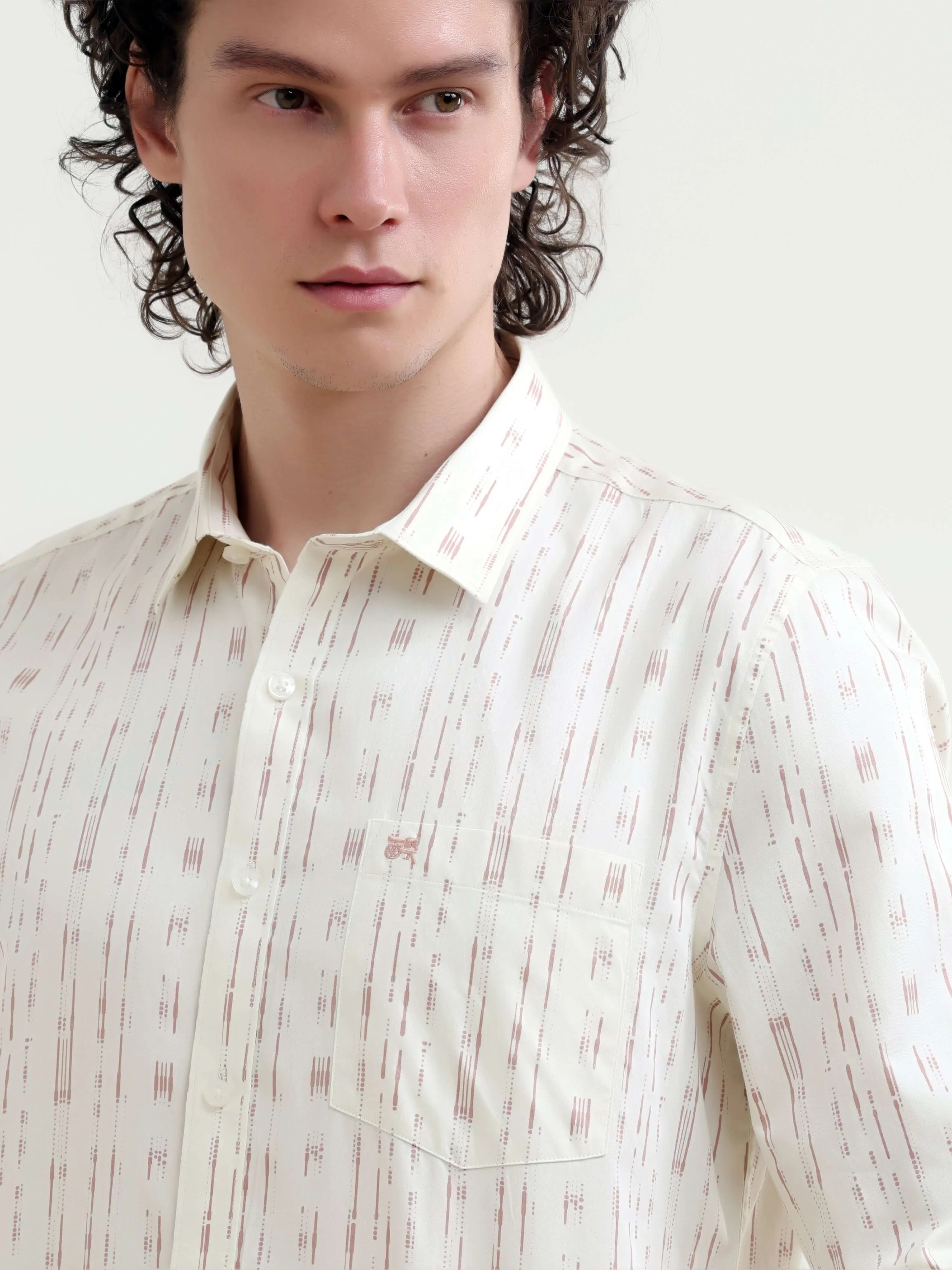 Soren abstract peach stripe printed shirt