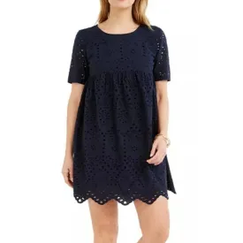 Style & Co Eyelet Babydoll Dress Blue Large