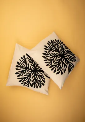 Tropical Tranquility Applique Work Cotton Cushion Cover